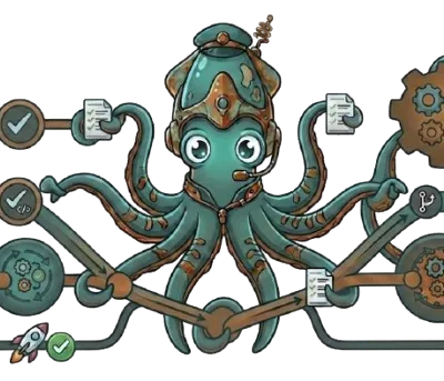 The Cascade mascot riding a wave of cascading deployments.